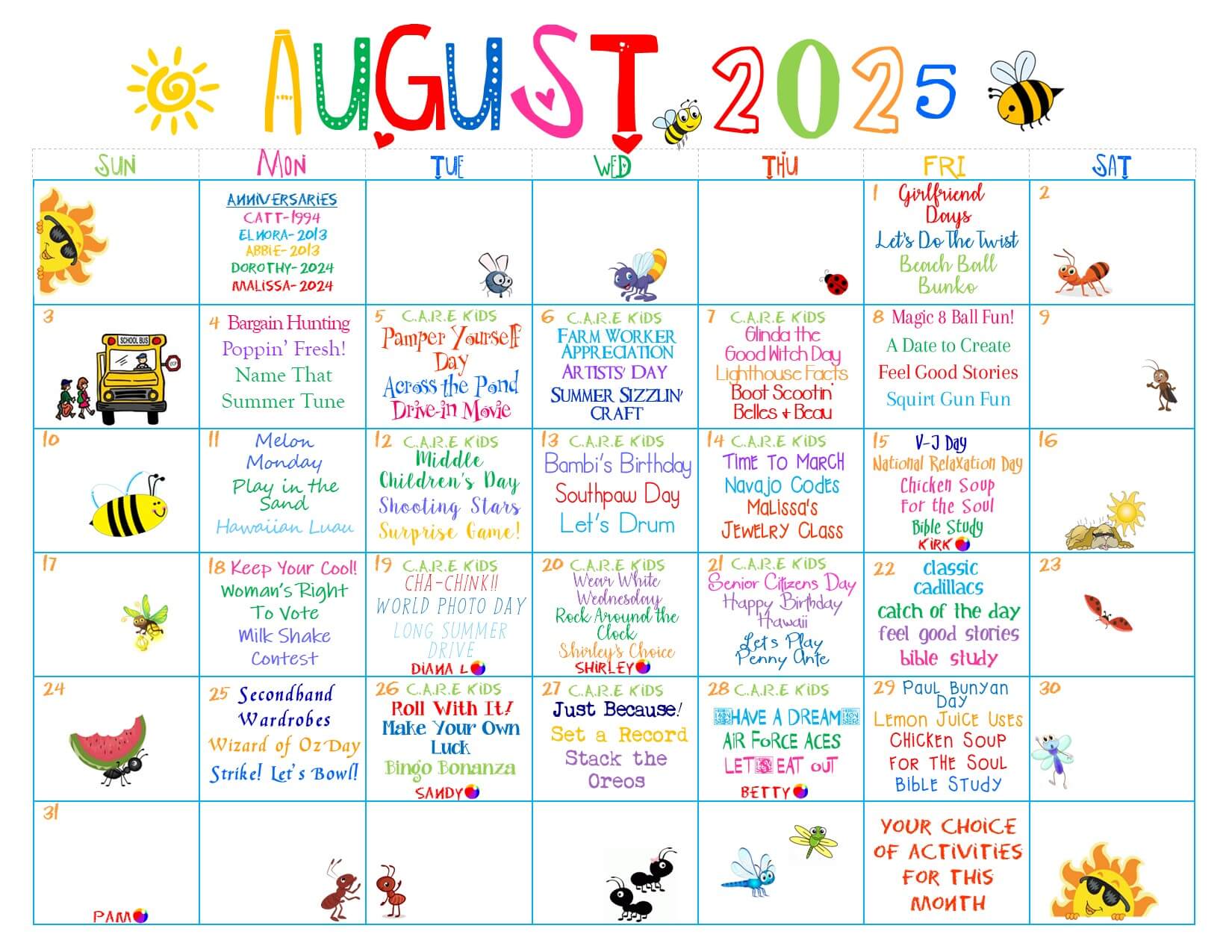 August Calendar
